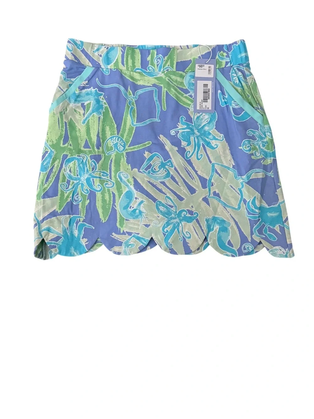 Anaclare Sassy SC skort nautical Scallop Hem Skort blue green NEW